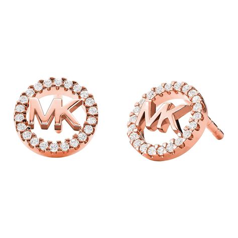 michael kors logo rose gold tone stud earrings|michael kors gold hoop earrings.